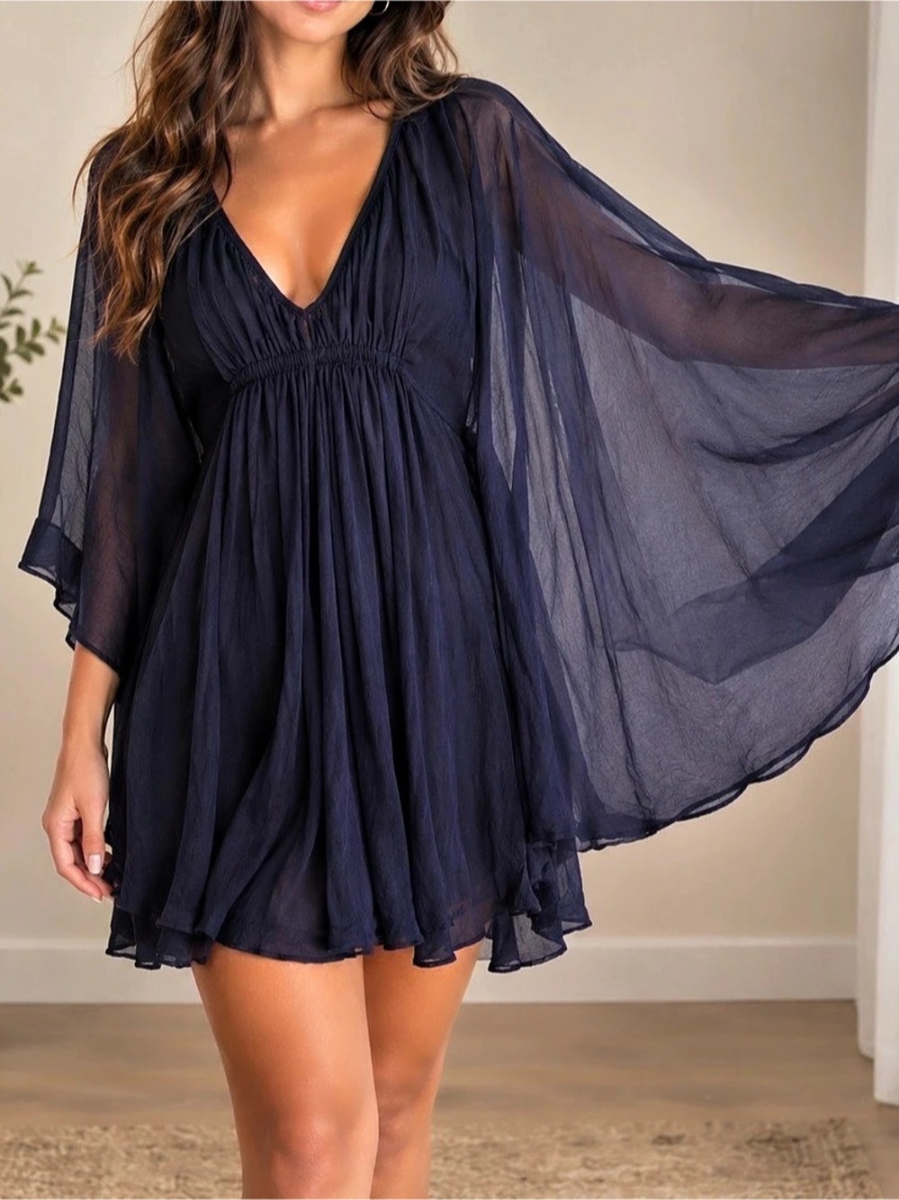 DIANE von FURSTENBERG Mini Dress in Blue Size Medium